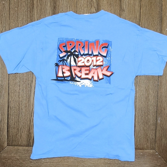 🌞 Spring Break 2012 Graphic Sky Blue T-Shirt Adult Size Large 🌞 - Picture 6 of 7